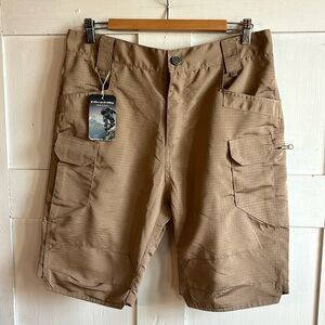 Cargo Utility Shorts Pockets Khaki Hiking Outdoors Work Gear Large